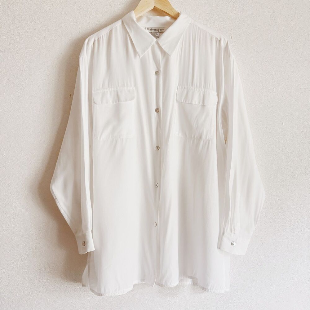 90s vintage white button down shirt